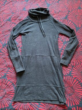 Prana Charcoal Gray/Blue Turtleneck Sweater Dress